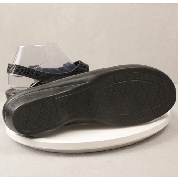FLEXUS Sandals Comfort Italy Made Genuine Black Leather Anti-Shock Sz Women's 42 - Picture 7 of 12